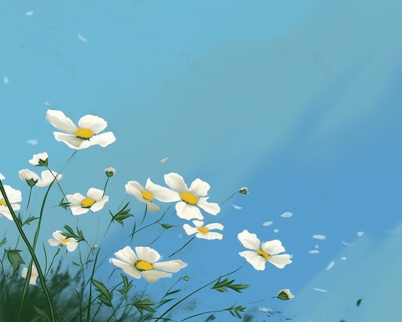 小清新插画晴朗天空下的花朵,插画/手绘图,插画/手绘图库,插画/手绘图下载,插画/手绘